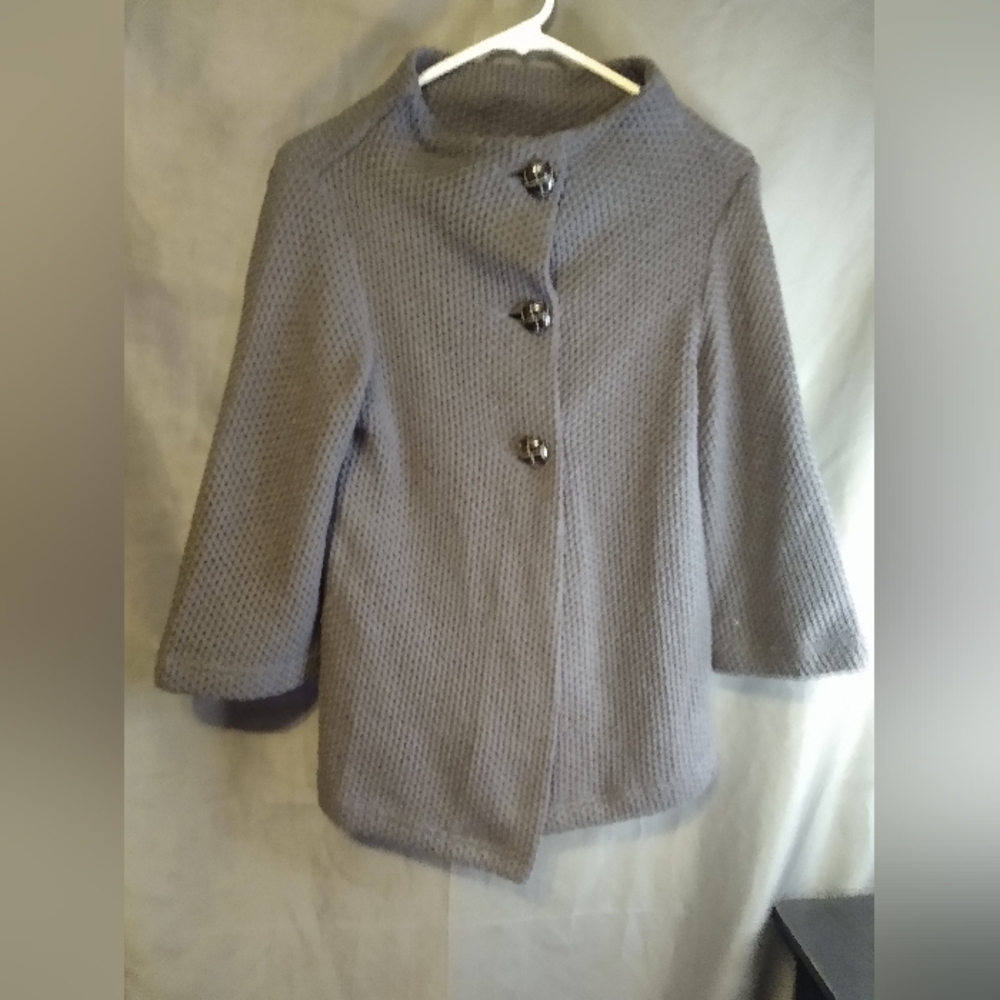 Piko Green Earth Vintage Gray Mock neck Swing Coat Style Women's Jacket